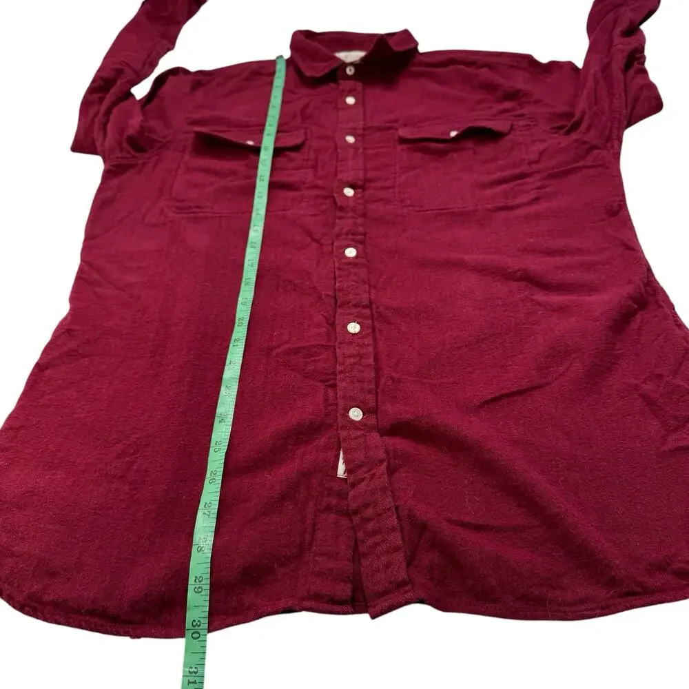 BANANA REPUBLIC Heritage Red Flannel Tailored Slim Fit Utility Shirt Size Large